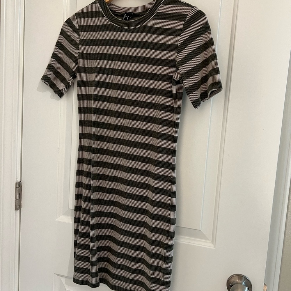 Ribbed Striped Mini Dress | Forever 21 | Green and Gray